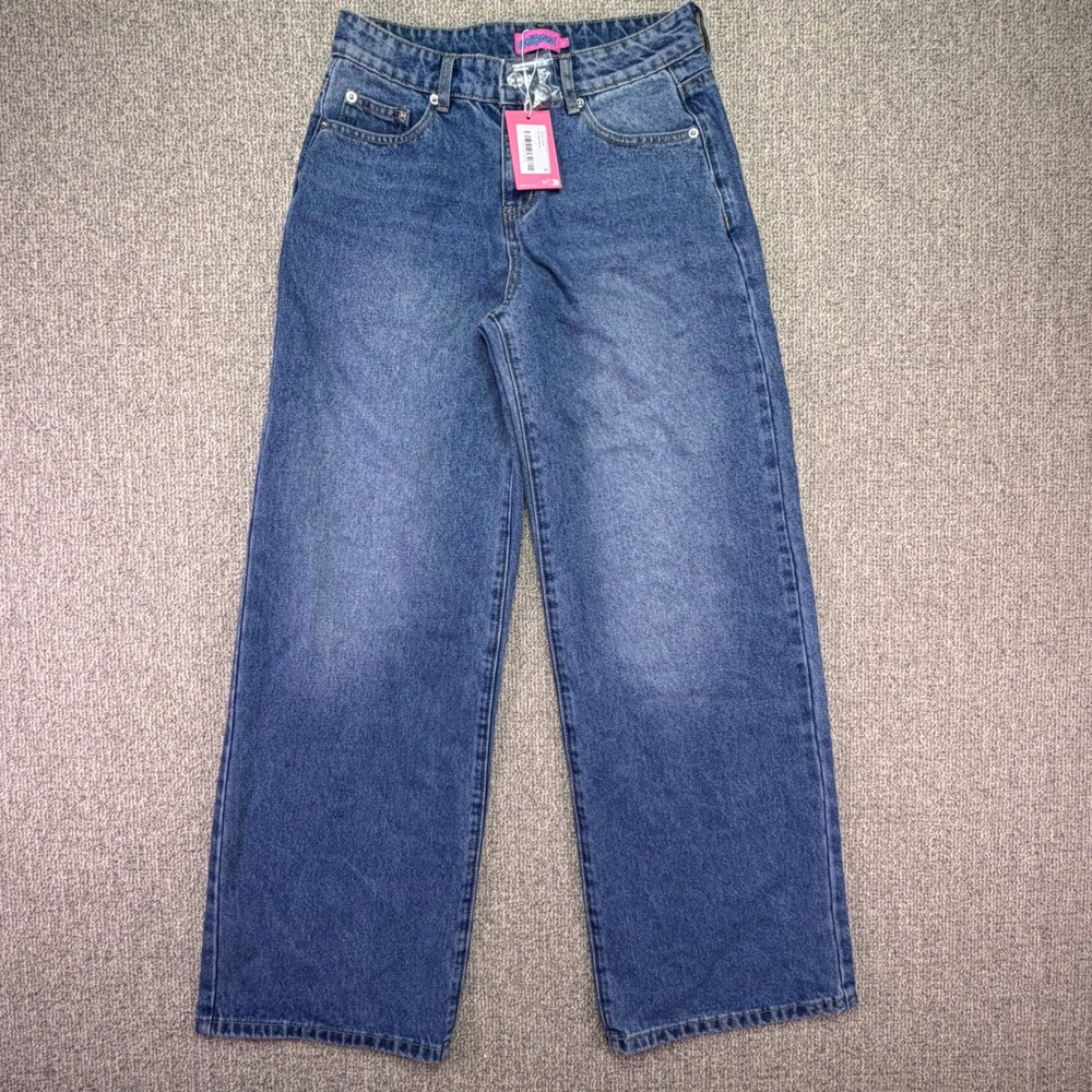 Edikted S19169 Blue Wide Leg Jeans Womens Size Small NWT Cotton High Rise Denim